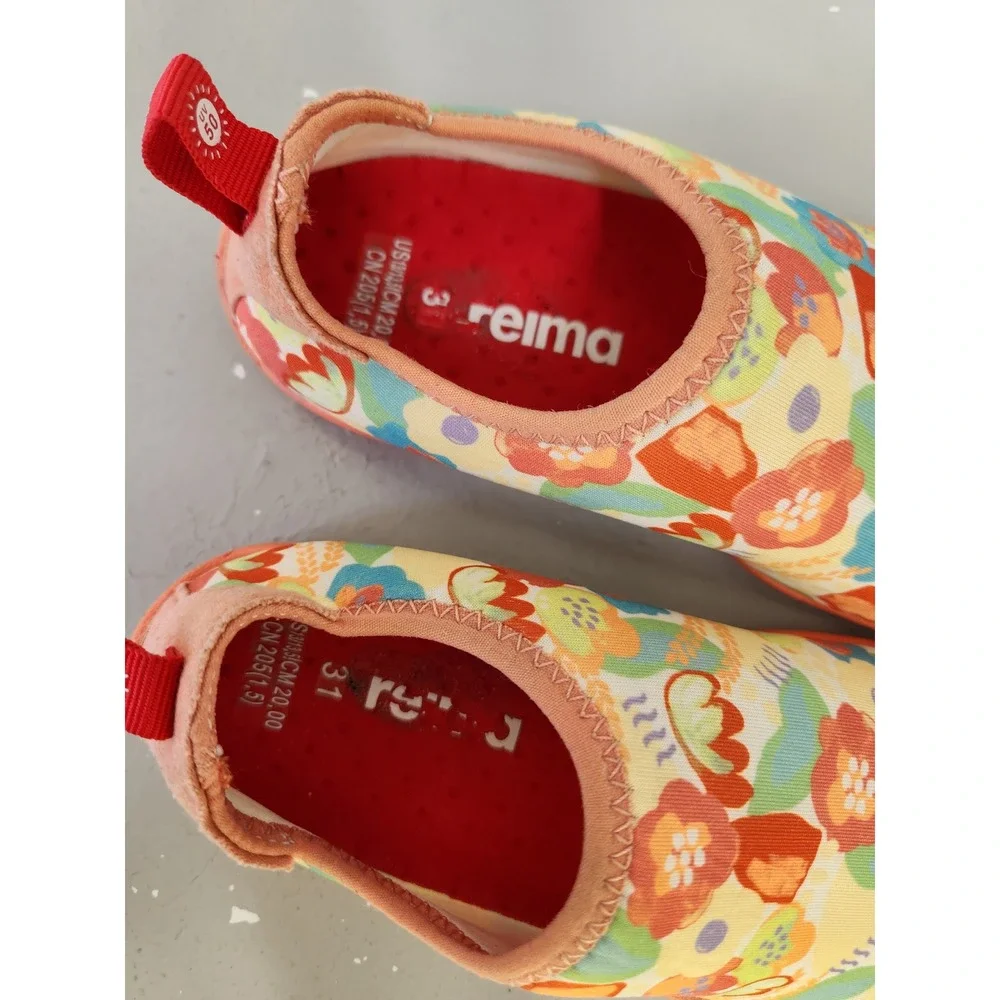 Reima Water Shoes Kids Size 13 Orange Floral Excellent UV 50+ Protection Beach